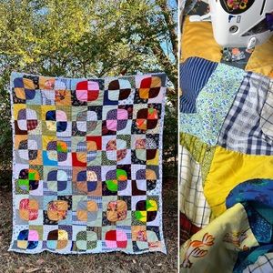 Antique Retro Circles Quilt - Neon Snowballs